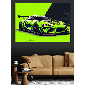 Yeşil Spor Araba Dekoratif Kanvas - Mdf Ahşap Tablo 35x50 cm