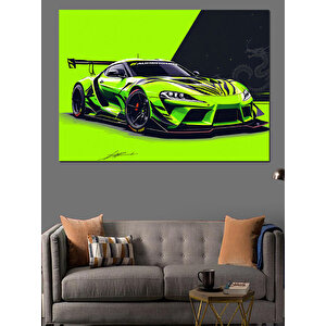 Yeşil Spor Araba Dekoratif Kanvas - Mdf Ahşap Tablo 35x50 cm