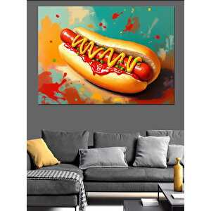 Hardal Soslu Sosisli  Dekoratif Kanvas - Mdf Ahşap Tablo 50x70 cm