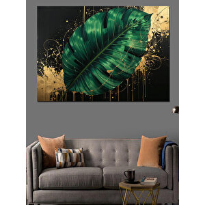 Altın Yaprak Üzerinde Damla Dekoratif Kanvas - Mdf Ahşap Tablo 100x140 cm