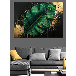Altın Yaprak Üzerinde Damla Dekoratif Kanvas - Mdf Ahşap Tablo
