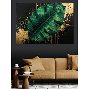 Altın Yaprak Üzerinde Damla Dekoratif Kanvas - Mdf Ahşap Tablo