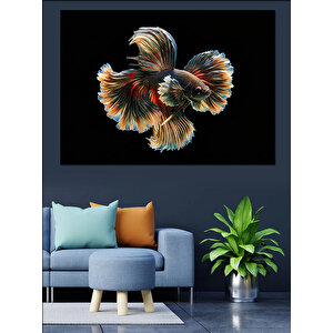 Parlayan Japon Süs Balığı Dekoratif Kanvas - Mdf Ahşap Tablo 25x35 cm