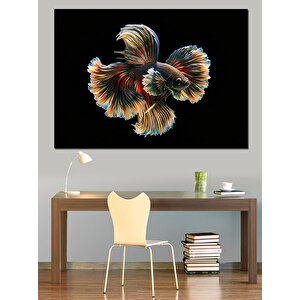 Parlayan Japon Süs Balığı Dekoratif Kanvas - Mdf Ahşap Tablo 25x35 cm