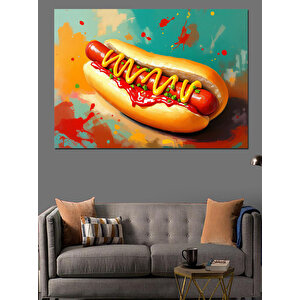 Hardal Soslu Sosisli  Dekoratif Kanvas - Mdf Ahşap Tablo 35x50 cm