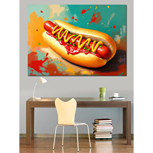 Hardal Soslu Sosisli  Dekoratif Kanvas - Mdf Ahşap Tablo 35x50 cm
