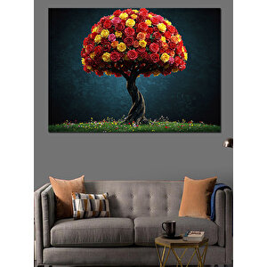 Renkli Ağaç Figürü Dekoratif Kanvas - Mdf Ahşap Tablo 70x100 cm