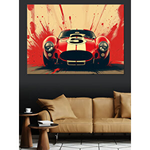 Patlayan Renkli Yarış Arabası Dekoratif Kanvas - Mdf Ahşap Tablo 100x140 cm