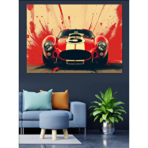 Patlayan Renkli Yarış Arabası Dekoratif Kanvas - Mdf Ahşap Tablo 100x140 cm
