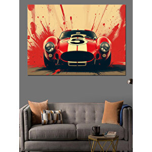 Patlayan Renkli Yarış Arabası Dekoratif Kanvas - Mdf Ahşap Tablo 100x140 cm