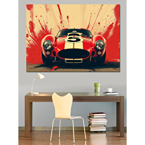 Patlayan Renkli Yarış Arabası Dekoratif Kanvas - Mdf Ahşap Tablo