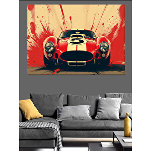 Patlayan Renkli Yarış Arabası Dekoratif Kanvas - Mdf Ahşap Tablo