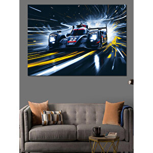 Gece Yarışı Hızlı Araba Dekoratif Kanvas - Mdf Ahşap Tablo 100x140 cm