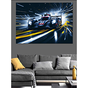 Gece Yarışı Hızlı Araba Dekoratif Kanvas - Mdf Ahşap Tablo 100x140 cm
