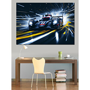 Gece Yarışı Hızlı Araba Dekoratif Kanvas - Mdf Ahşap Tablo 50x70 cm