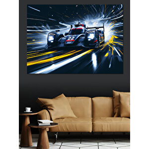 Gece Yarışı Hızlı Araba Dekoratif Kanvas - Mdf Ahşap Tablo