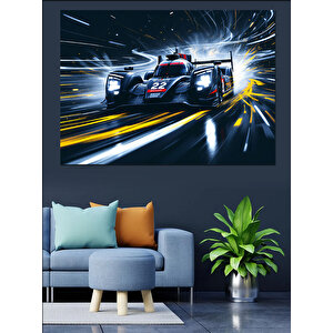 Gece Yarışı Hızlı Araba Dekoratif Kanvas - Mdf Ahşap Tablo