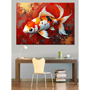 İki Renkli Japon Balığı Dekoratif Kanvas - Mdf Ahşap Tablo 25x35 cm
