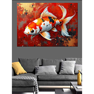 İki Renkli Japon Balığı Dekoratif Kanvas - Mdf Ahşap Tablo 25x35 cm