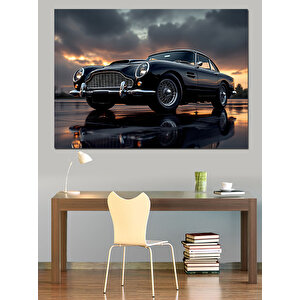 Siyah Spor Araba Refleksi Dekoratif Kanvas - Mdf Ahşap Tablo 25x35 cm