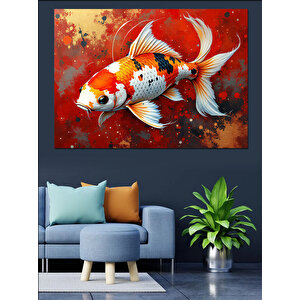 İki Renkli Japon Balığı Dekoratif Kanvas - Mdf Ahşap Tablo