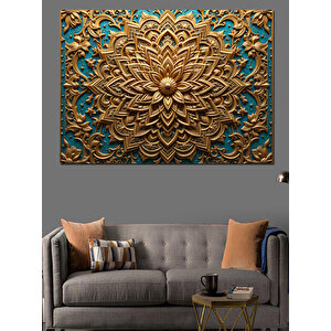 Kabartmalı Altın Mandala Deseni Dekoratif Kanvas - Mdf Ahşap Tablo 35x50 cm
