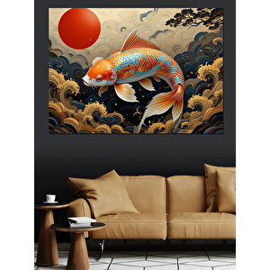 Altın Japon Balığı Dekoratif Kanvas - Mdf Ahşap Tablo