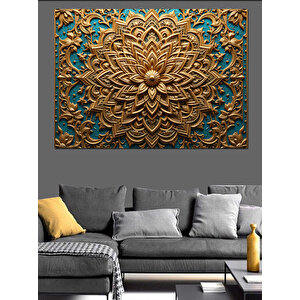 Kabartmalı Altın Mandala Deseni Dekoratif Kanvas - Mdf Ahşap Tablo