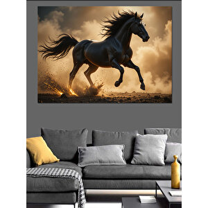 Kumda Koşan At Dekoratif Kanvas - Mdf Ahşap Tablo