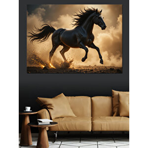 Kumda Koşan At Dekoratif Kanvas - Mdf Ahşap Tablo 70x100 cm