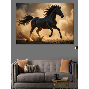Kumda Koşan At Dekoratif Kanvas - Mdf Ahşap Tablo 70x100 cm