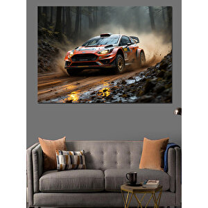 Çamurlu Ralli Arabası Dekoratif Kanvas - Mdf Ahşap Tablo 100x140 cm