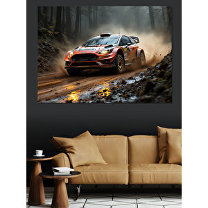 Çamurlu Ralli Arabası Dekoratif Kanvas - Mdf Ahşap Tablo