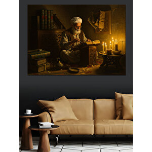 Mum Işığında Yazı Yazmak Dekoratif Kanvas - Mdf Ahşap Tablo 100x140 cm