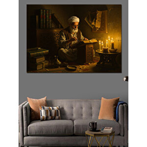 Mum Işığında Yazı Yazmak Dekoratif Kanvas - Mdf Ahşap Tablo 100x140 cm