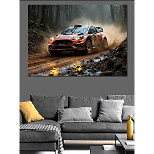 Çamurlu Ralli Arabası Dekoratif Kanvas - Mdf Ahşap Tablo