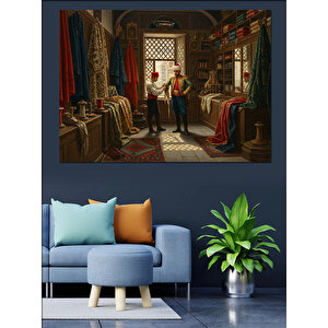 Kapalıçarşıda Kumaş Seçimi Dekoratif Kanvas - Mdf Ahşap Tablo 70x100 cm