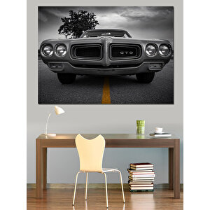 Klasik Siyah Araba Dekoratif Kanvas - Mdf Ahşap Tablo 35x50 cm