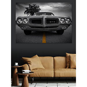 Klasik Siyah Araba Dekoratif Kanvas - Mdf Ahşap Tablo 35x50 cm