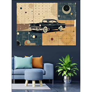 Retro Klasik Araba Dekoratif Kanvas - Mdf Ahşap Tablo 70x100 cm