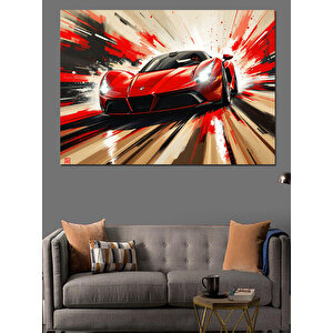 Hızlı Spor Araba Patlaması Dekoratif Kanvas - Mdf Ahşap Tablo 35x50 cm