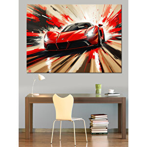 Hızlı Spor Araba Patlaması Dekoratif Kanvas - Mdf Ahşap Tablo 100x140 cm