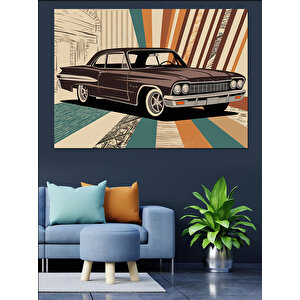 Retro Klasik Araba Dekoratif Kanvas - Mdf Ahşap Tablo 35x50 cm