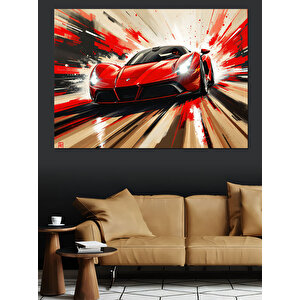 Hızlı Spor Araba Patlaması Dekoratif Kanvas - Mdf Ahşap Tablo