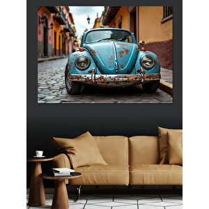 Mavi Vosvos Araba Dekoratif Kanvas - Mdf Ahşap Tablo 35x50 cm