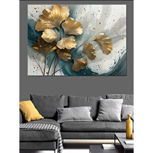 Ginkgo Yaprak Deseni Dekoratif Kanvas - Mdf Ahşap Tablo 50x70 cm
