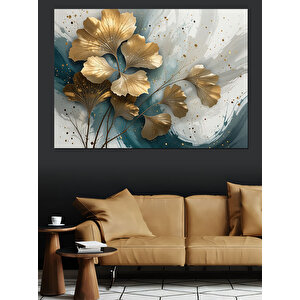 Ginkgo Yaprak Deseni Dekoratif Kanvas - Mdf Ahşap Tablo 50x70 cm