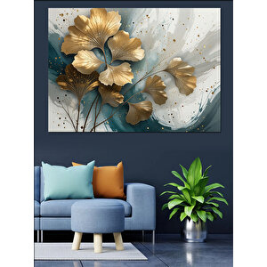 Ginkgo Yaprak Deseni Dekoratif Kanvas - Mdf Ahşap Tablo 50x70 cm