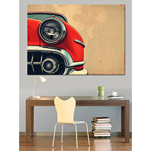 Kırmızı Klasik Araba Farı Dekoratif Kanvas - Mdf Ahşap Tablo 35x50 cm