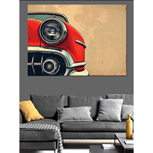 Kırmızı Klasik Araba Farı Dekoratif Kanvas - Mdf Ahşap Tablo